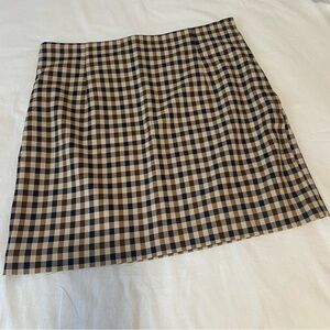 H&M Black and Tan Checkered Mini Skirt